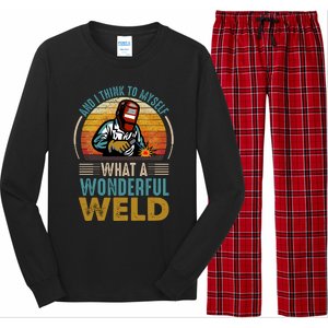  90s Retro Distressed Sunset I Think To Myself What A Wonderful Weld Welder Design Long Sleeve Pajama Set