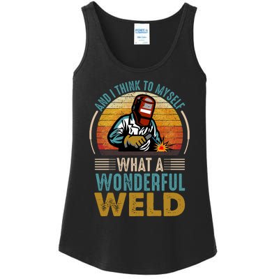  90s Retro Distressed Sunset I Think To Myself What A Wonderful Weld Welder Design Ladies Essential Tank