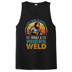  90s Retro Distressed Sunset I Think To Myself What A Wonderful Weld Welder Design PosiCharge Competitor Tank