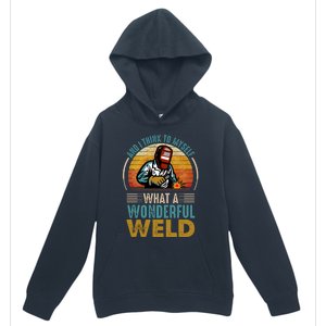  90s Retro Distressed Sunset I Think To Myself What A Wonderful Weld Welder Design Urban Pullover Hoodie