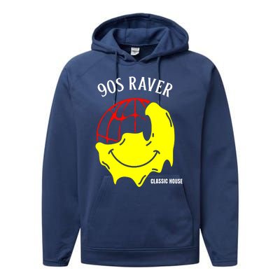 90s Rave Face EDM Classic House Deep House Performance Fleece Hoodie