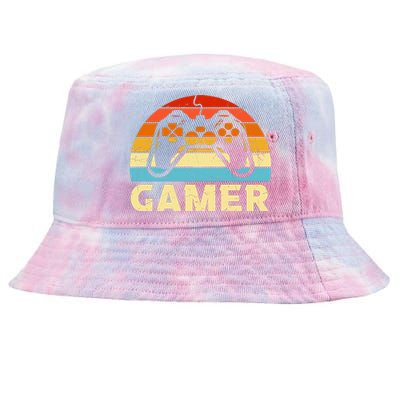 90's Retro Gamer Geeky Gamer Game Controller Video Game Lover Tie-Dyed Bucket Hat