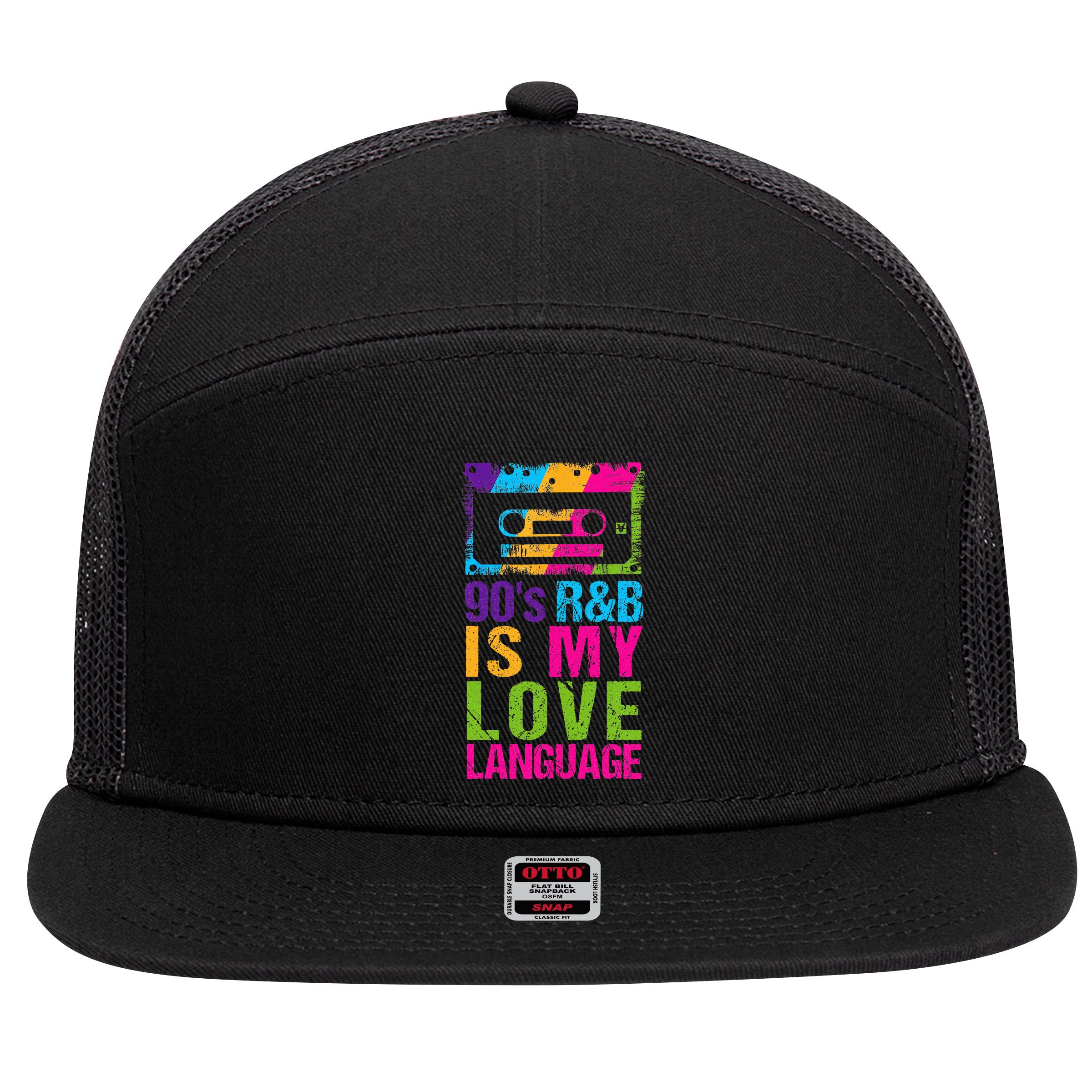 90S R&B Is My Love Language Music 7 Panel Mesh Trucker Snapback Hat