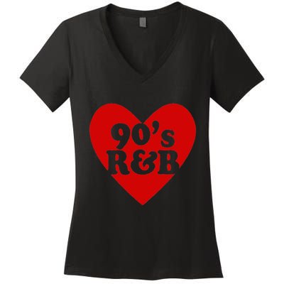 90S R&B Love Heart Rnb Music Women's V-Neck T-Shirt