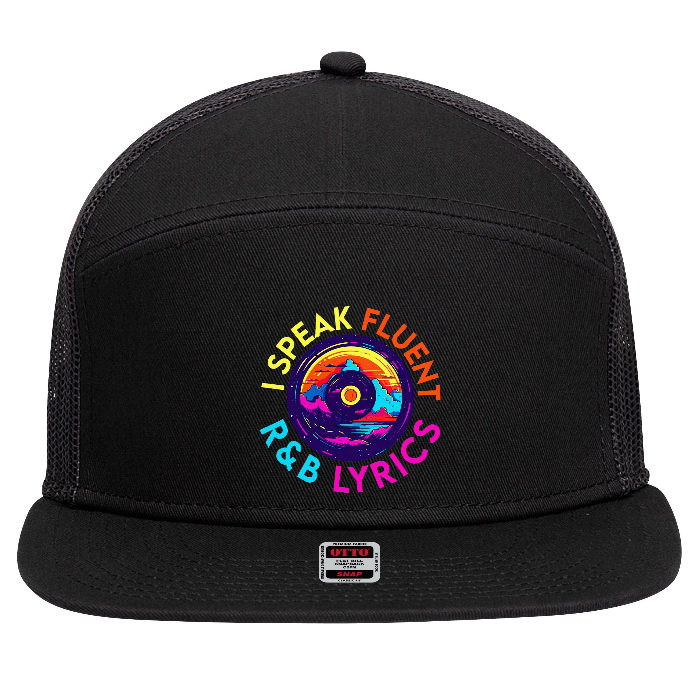 90S R&B Music L Rnb Lover Rhythm And Blues 7 Panel Mesh Trucker Snapback Hat
