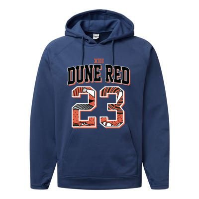 90s Retro Number 23 Dune Red 13s Matching Performance Fleece Hoodie