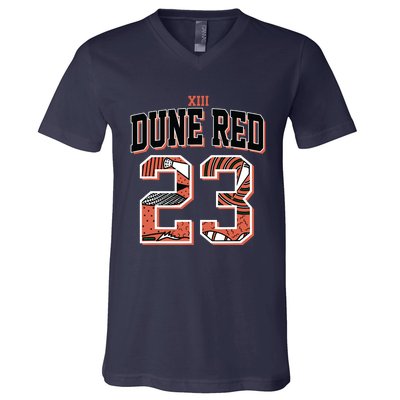 90s Retro Number 23 Dune Red 13s Matching V-Neck T-Shirt