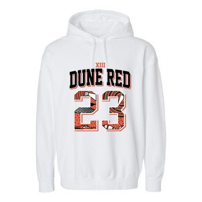 90s Retro Number 23 Dune Red 13s Matching Garment-Dyed Fleece Hoodie