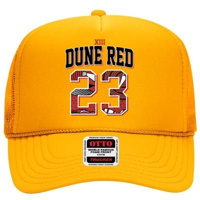 90s Retro Number 23 Dune Red 13s Matching High Crown Mesh Back Trucker Hat