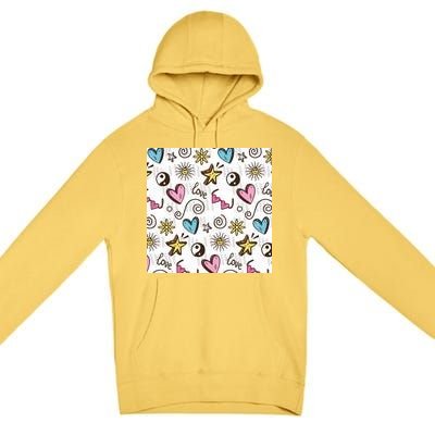 90s Retro Pattern Premium Pullover Hoodie