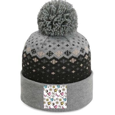 90s Retro Pattern The Baniff Cuffed Pom Beanie