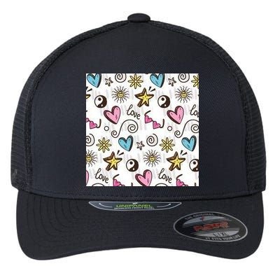 90s Retro Pattern Flexfit Unipanel Trucker Cap