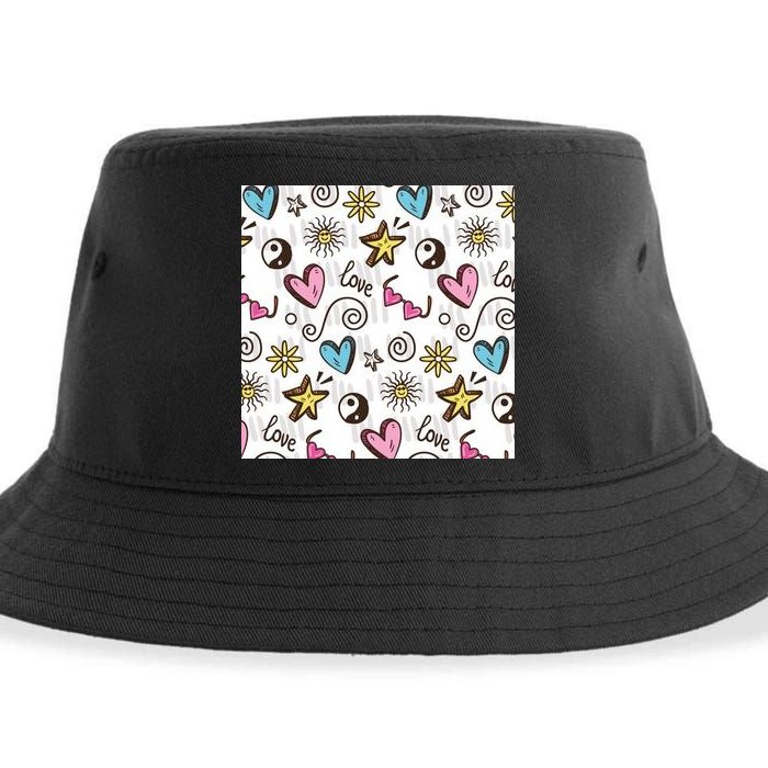 90s Retro Pattern Sustainable Bucket Hat