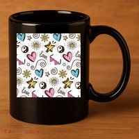 90s Retro Pattern 11oz C Handle Ceramic Mug
