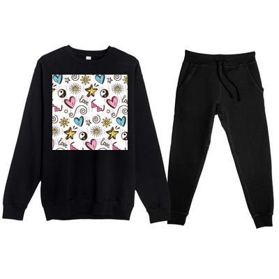 90s Retro Pattern Premium Crewneck Sweatsuit Set