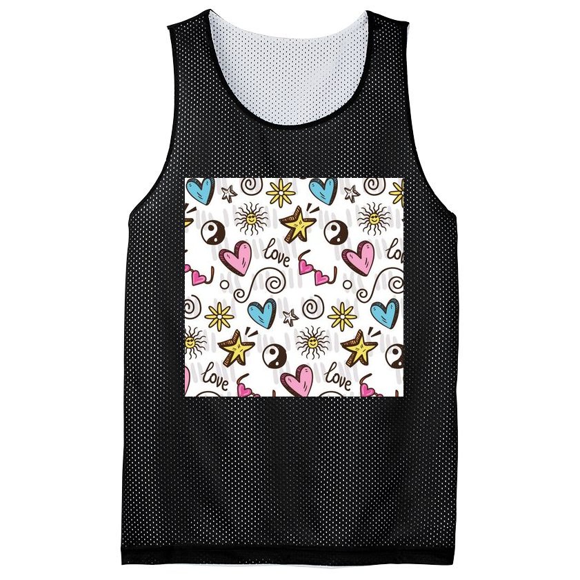 90s Retro Pattern Mesh Reversible Basketball Jersey Tank