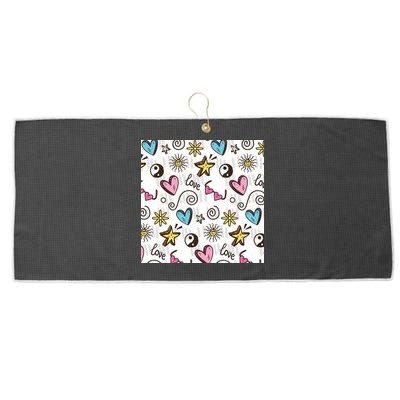 90s Retro Pattern Large Microfiber Waffle Golf Towel