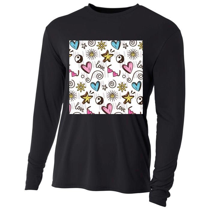 90s Retro Pattern Cooling Performance Long Sleeve Crew