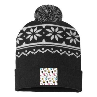 90s Retro Pattern USA-Made Snowflake Beanie