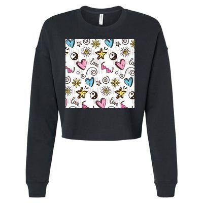 90s Retro Pattern Cropped Pullover Crew