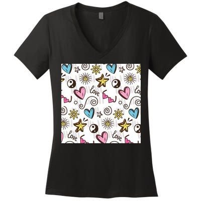 90s Retro Pattern Women's V-Neck T-Shirt