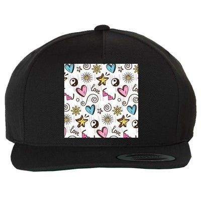 90s Retro Pattern Wool Snapback Cap