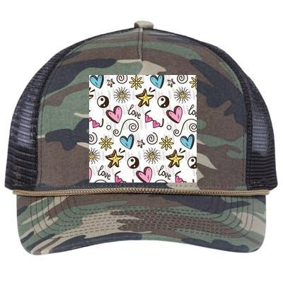 90s Retro Pattern Retro Rope Trucker Hat Cap