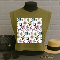 90s Retro Pattern Garment-Dyed Women's Muscle Tee