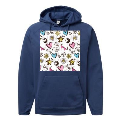 90s Retro Pattern Performance Fleece Hoodie