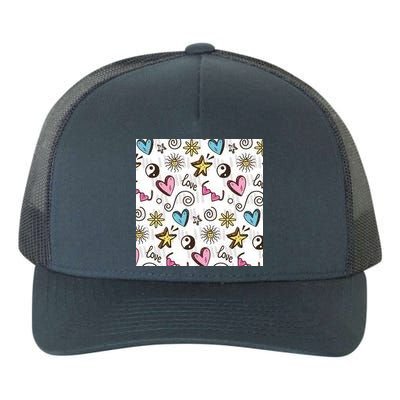 90s Retro Pattern Yupoong Adult 5-Panel Trucker Hat