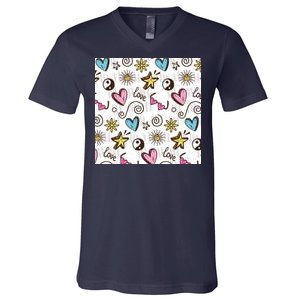 90s Retro Pattern V-Neck T-Shirt