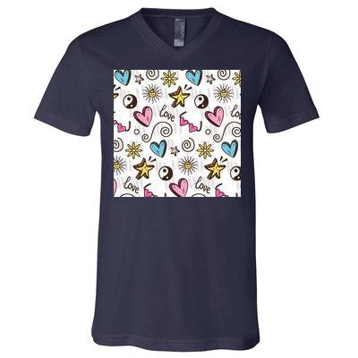 90s Retro Pattern V-Neck T-Shirt