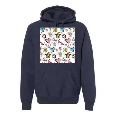 90s Retro Pattern Premium Hoodie