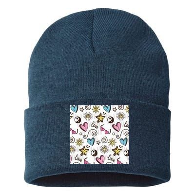 90s Retro Pattern Sustainable Knit Beanie