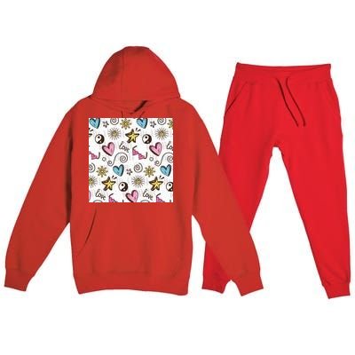 90s Retro Pattern Premium Hooded Sweatsuit Set