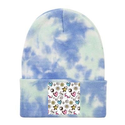 90s Retro Pattern Tie Dye 12in Knit Beanie