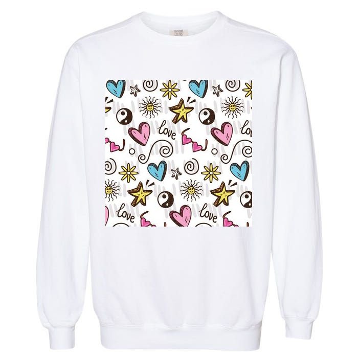90s Retro Pattern Garment-Dyed Sweatshirt