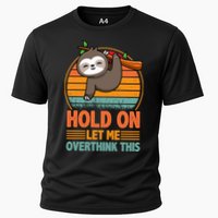90s Retro Sunset Hang On Let Me Overthink This Sloth Funny Social Awkward Cooling Performance Crew T-Shirt