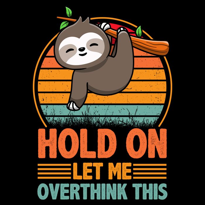 90s Retro Sunset Hang On Let Me Overthink This Sloth Funny Social Awkward Cooling Performance Crew T-Shirt