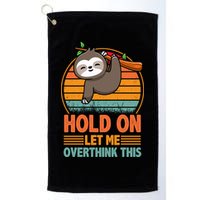 90s Retro Sunset Hang On Let Me Overthink This Sloth Funny Social Awkward Golf Towel