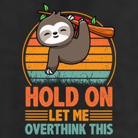 90s Retro Sunset Hang On Let Me Overthink This Sloth Funny Social Awkward Golf Towel