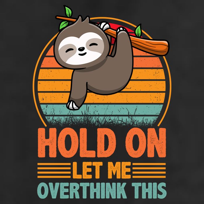 90s Retro Sunset Hang On Let Me Overthink This Sloth Funny Social Awkward Golf Towel