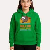 90s Retro Sunset Hang On Let Me Overthink This Sloth Funny Social Awkward Hoodie
