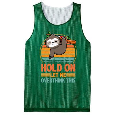 90s Retro Sunset Hang On Let Me Overthink This Sloth Funny Social Awkward Mesh Reversible Basketball Jersey Tank