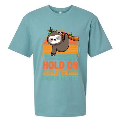 90s Retro Sunset Hang On Let Me Overthink This Sloth Funny Social Awkward Sueded Cloud Jersey T-Shirt
