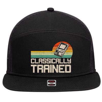 90' Retro Sunset Classically Trained Gaming Design, Game Lover Gift For Men Boys 7 Panel Mesh Trucker Snapback Hat