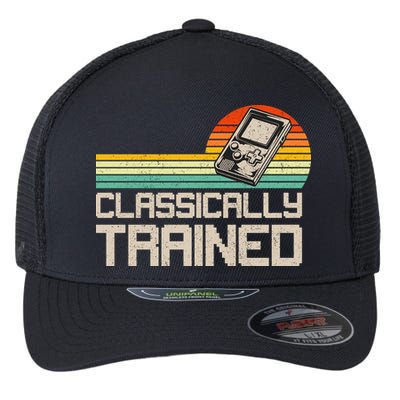90' Retro Sunset Classically Trained Gaming Design, Game Lover Gift For Men Boys Flexfit Unipanel Trucker Cap