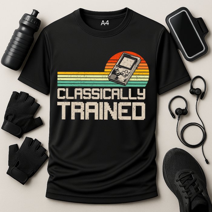 90' Retro Sunset Classically Trained Gaming Design, Game Lover Gift For Men Boys Cooling Performance Crew T-Shirt