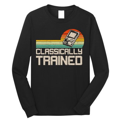 90' Retro Sunset Classically Trained Gaming Design, Game Lover Gift For Men Boys Long Sleeve Shirt