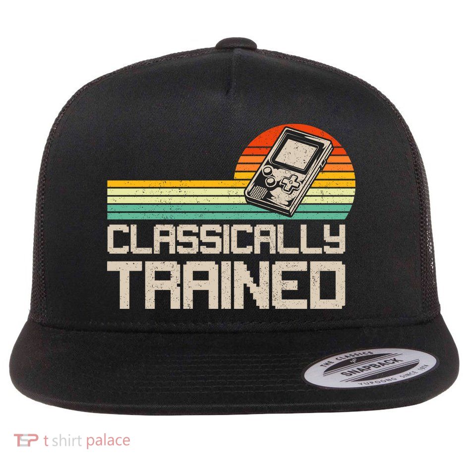 90' Retro Sunset Classically Trained Gaming Design, Game Lover Gift For Men Boys Flat Bill Trucker Hat